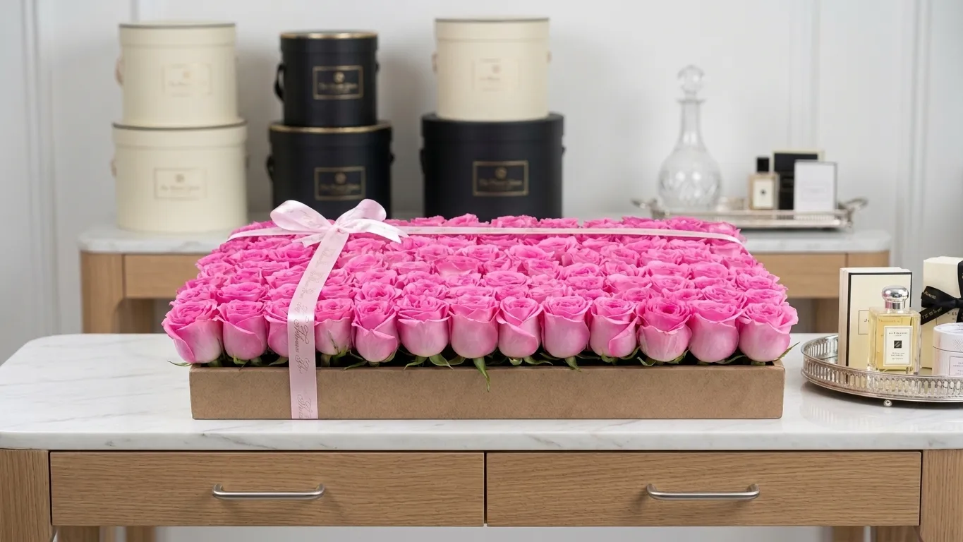 Imported rose basket with premium blooms