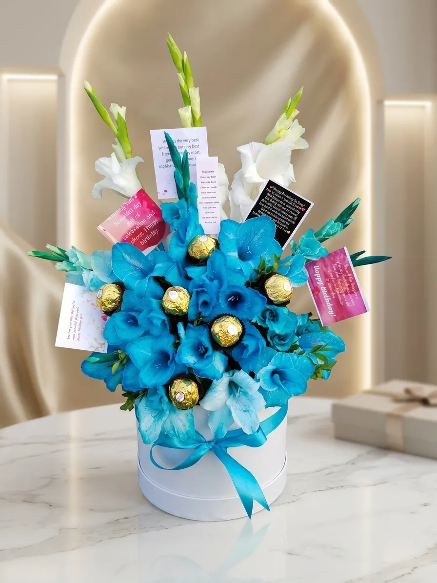 Blue Gladiolus bouquet in Islamabad