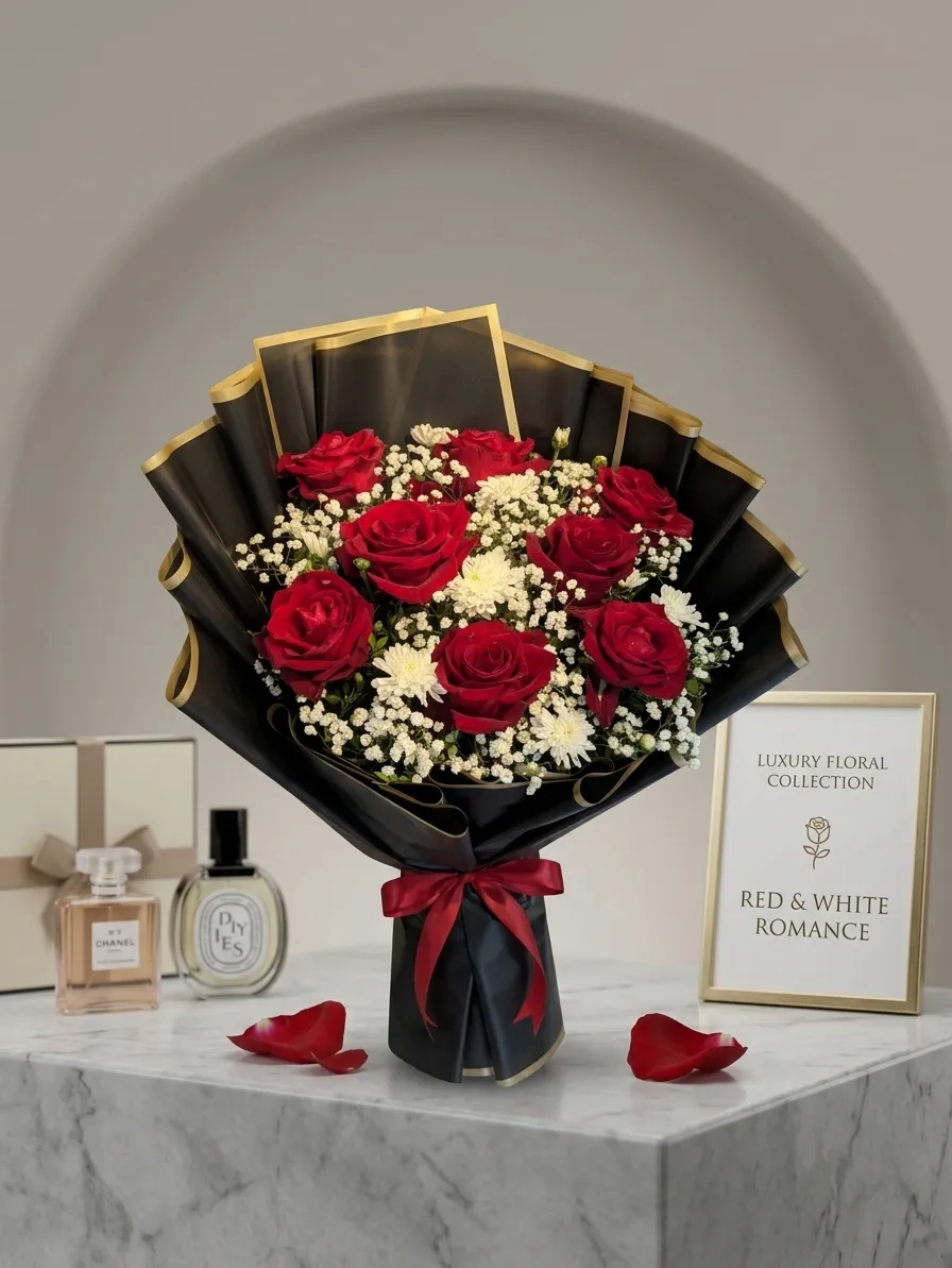 Imported flower bouquet with exotic blooms