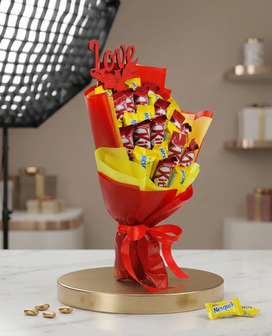KitKat chocolate bouquet side view