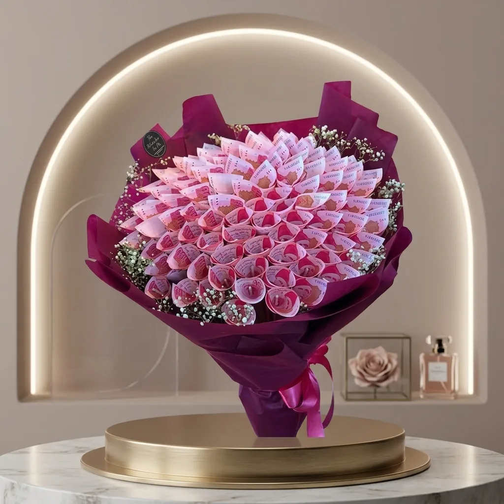 Money bouquet side view