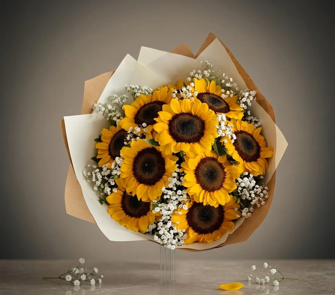 Sunflower bouquet detail close-up