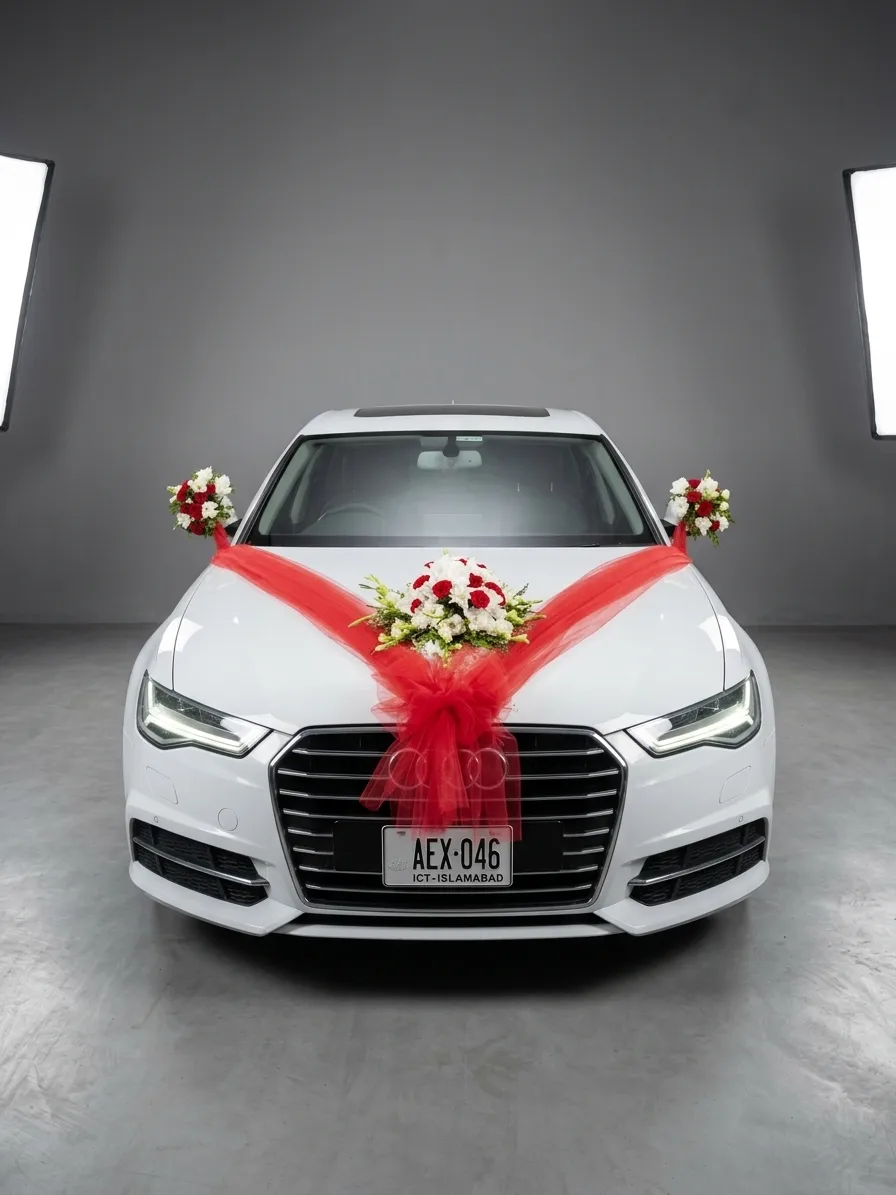 Engagement Car Flowers side view