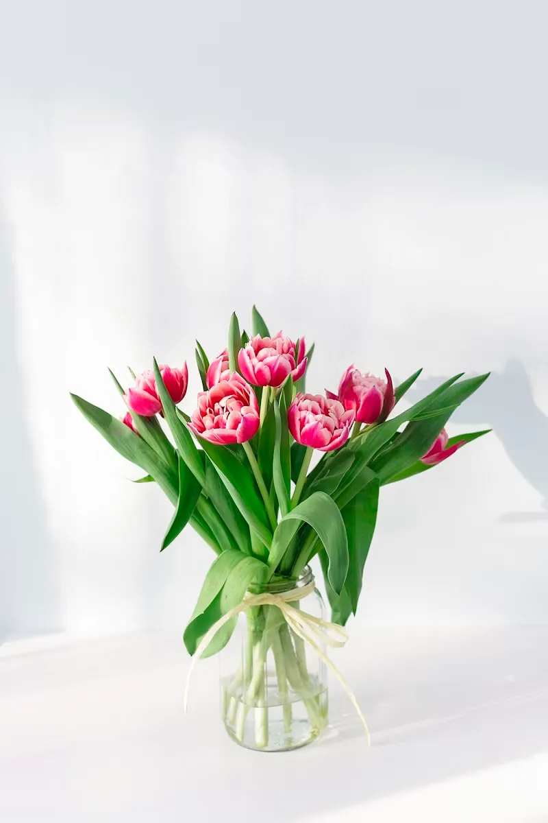 Hand-tied pink rose bouquet