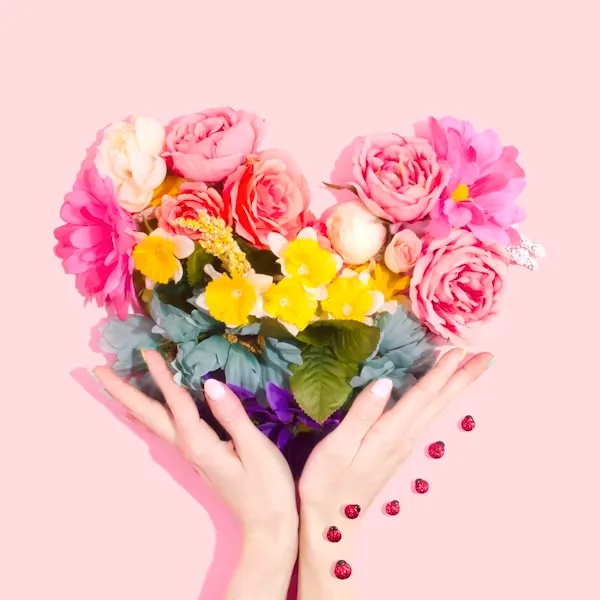 Florist arranging fresh flowers