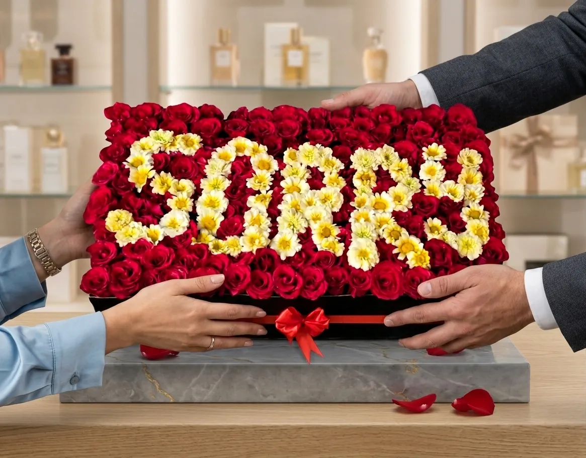Large sorry message flower arrangement